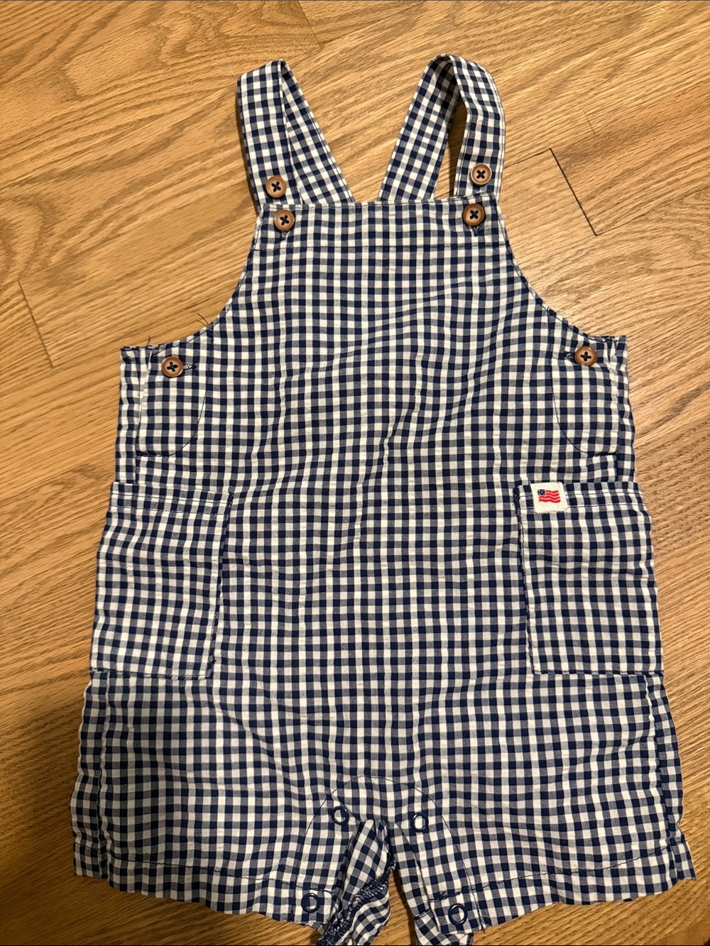 Carter's Navy and White Gingham Romper